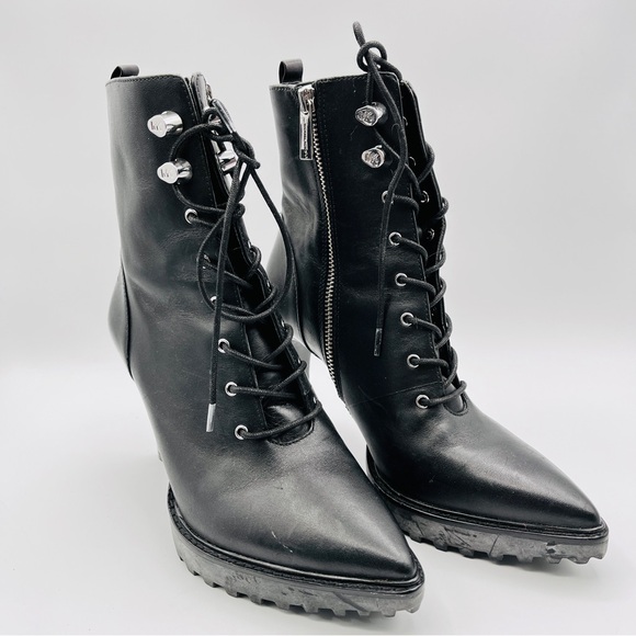 Michael Kors Kyle Lace Up Ankle Bootie Leather Black Size 6M Brand New - Picture 11 of 12